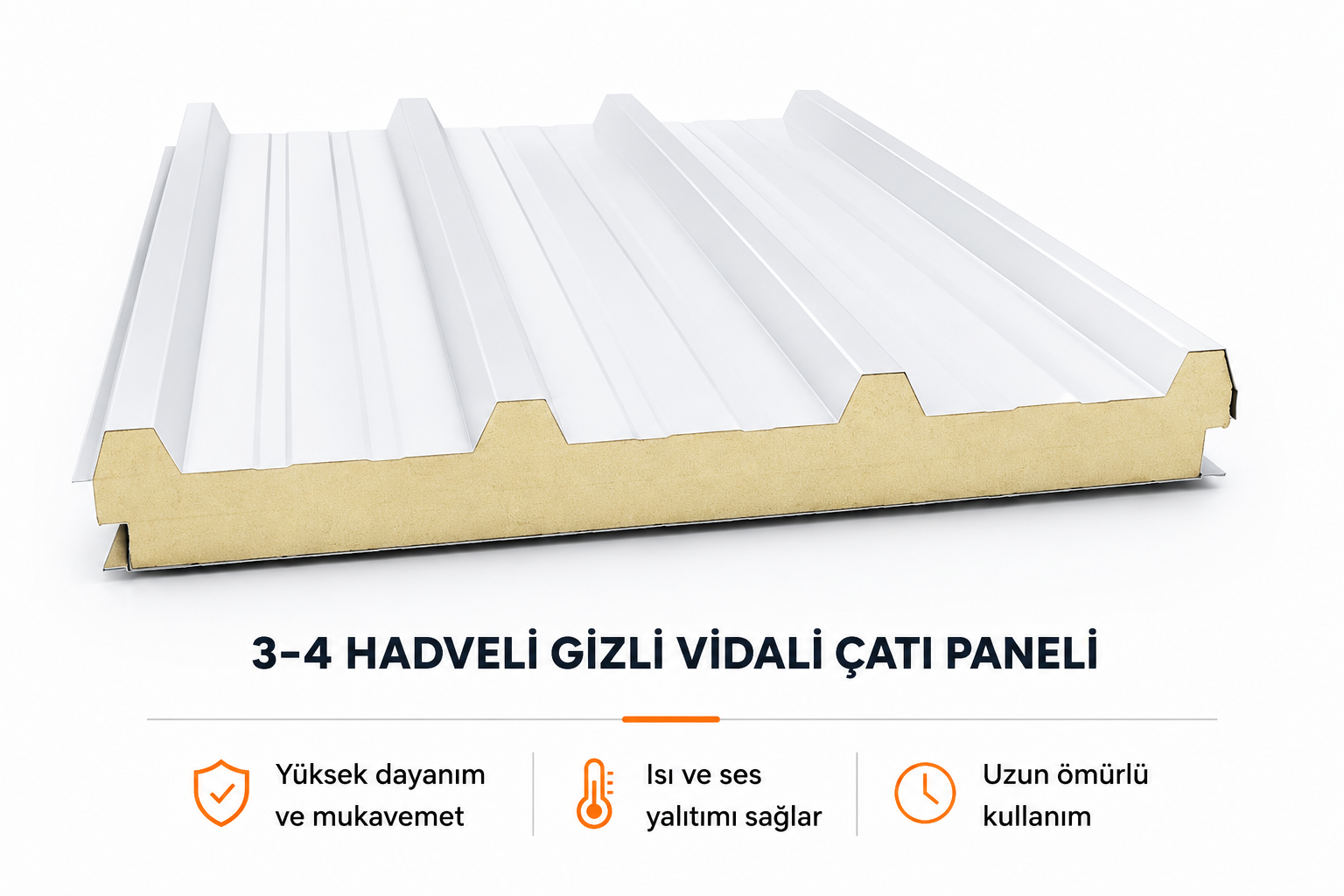 Taş yünü dolgulu çatı paneli